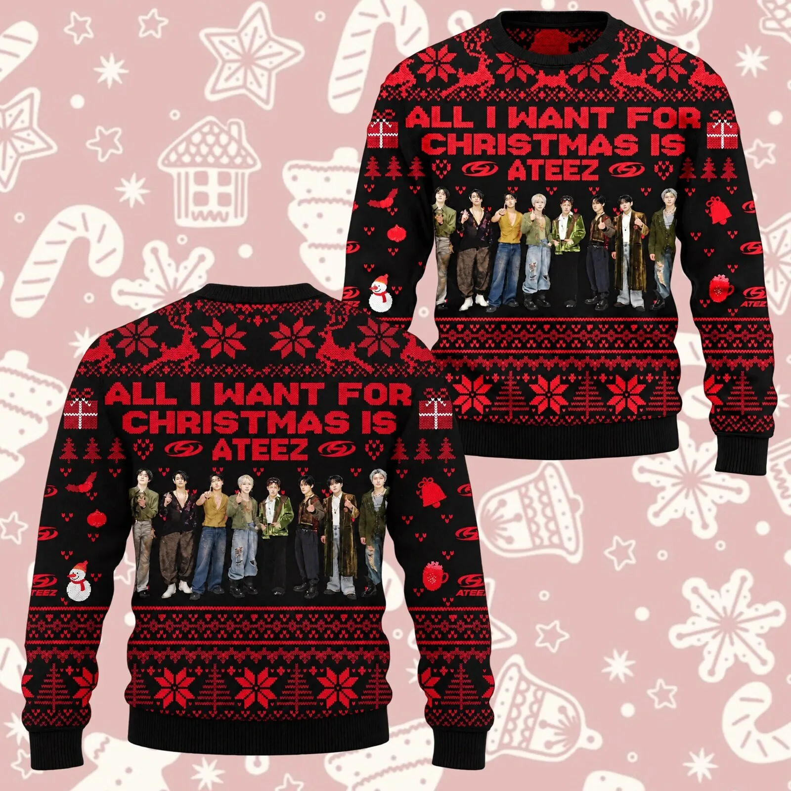 All I Want For Christmas Is ATEEZ Ugly Sweater 3 All I Want For Christmas Is ATEEZ Ugly Sweater