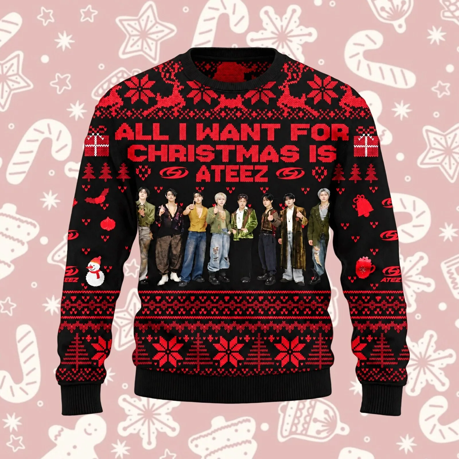 All I Want For Christmas Is ATEEZ Ugly Sweater 5 All I Want For Christmas Is ATEEZ Ugly Sweater