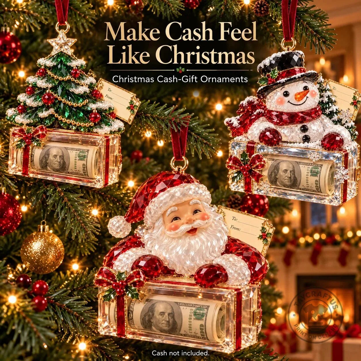 Christmas Tree Santa Snowman Money Holder Ornament Holiday Gift 31 Christmas Tree Santa Snowman Money Holder Ornament Holiday Gift