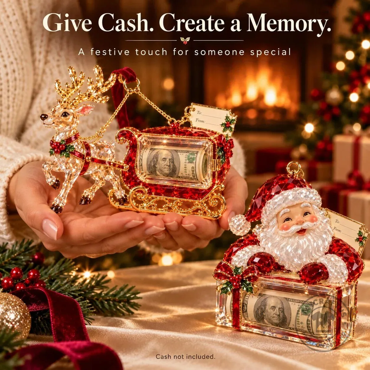 Christmas Tree Santa Snowman Money Holder Ornament Holiday Gift 36 Christmas Tree Santa Snowman Money Holder Ornament Holiday Gift
