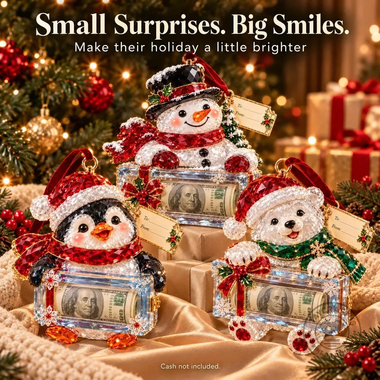 Christmas Tree Santa Snowman Money Holder Ornament Holiday Gift 38 Christmas Tree Santa Snowman Money Holder Ornament Holiday Gift