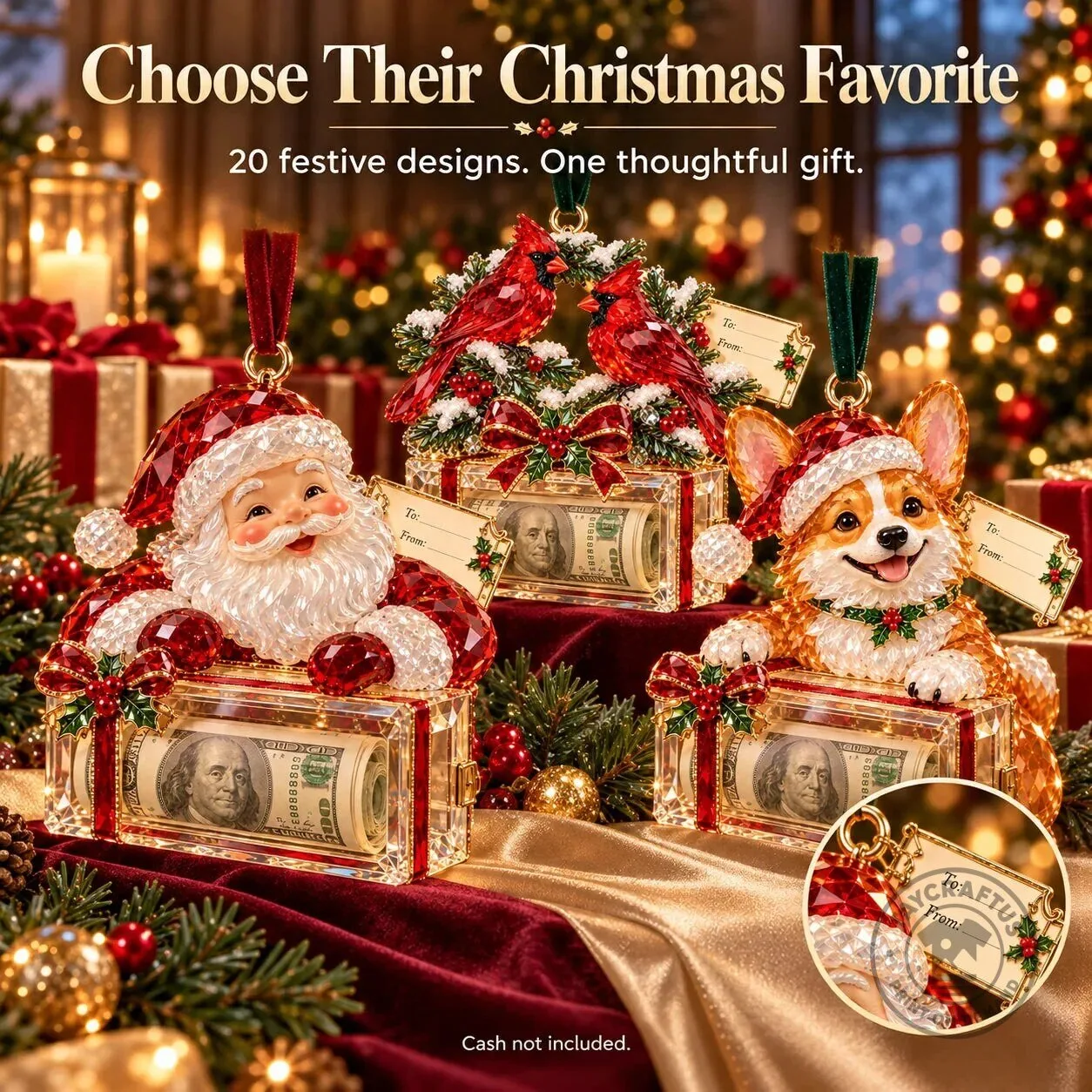 Christmas Tree Santa Snowman Money Holder Ornament Holiday Gift 39 Christmas Tree Santa Snowman Money Holder Ornament Holiday Gift