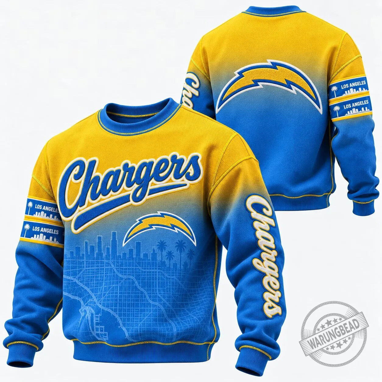 Los Angeles Chargers Football Team Cityscape Design Crewneck Sweatshirt