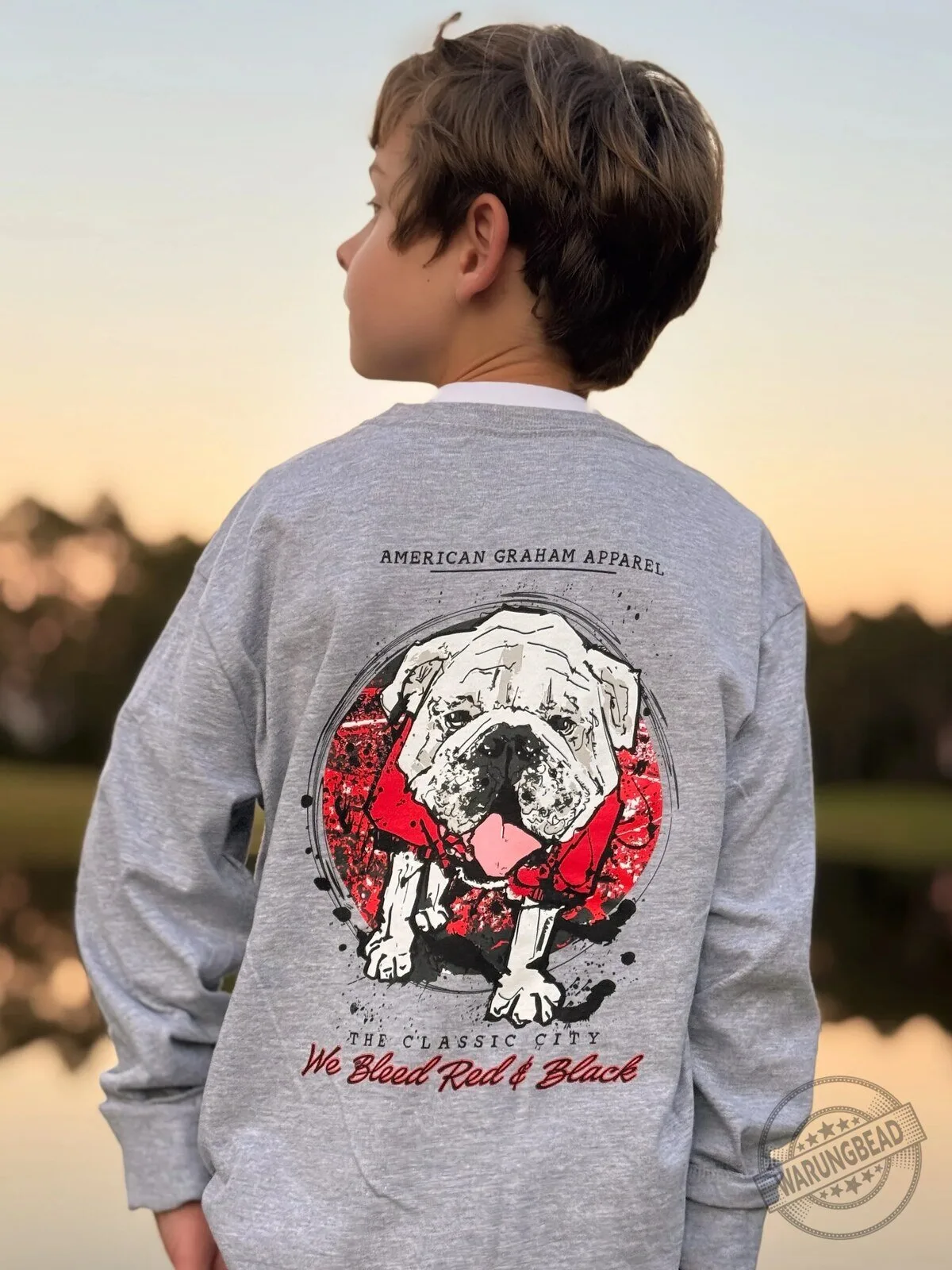 American Graham Apparel Bulldog The Classic City We Bleed Red & Black Long Sleeve T-Shirt
