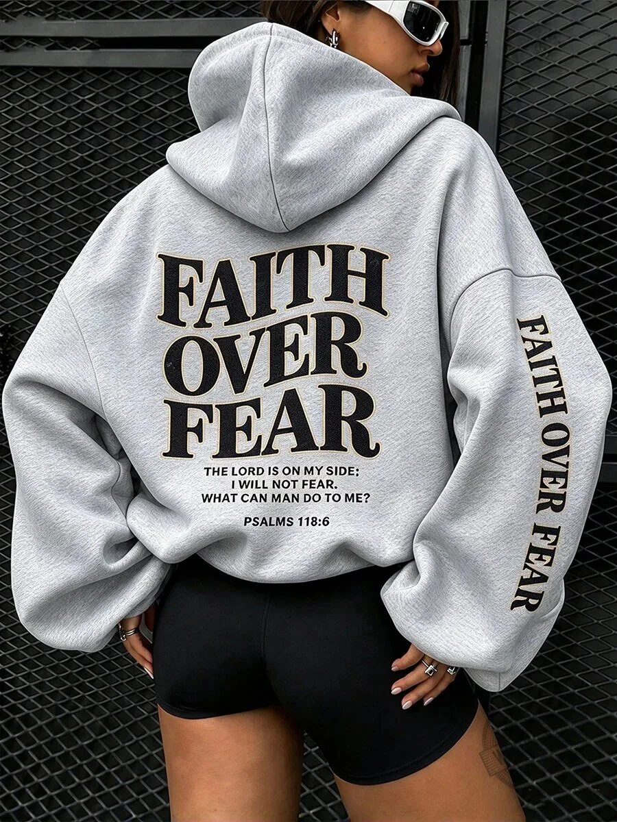 Faith Over Fear Psalms 118:6 Christian Scripture Hoodie for Women 1 Faith Over Fear Psalms 118:6 Christian Scripture Hoodie for Women