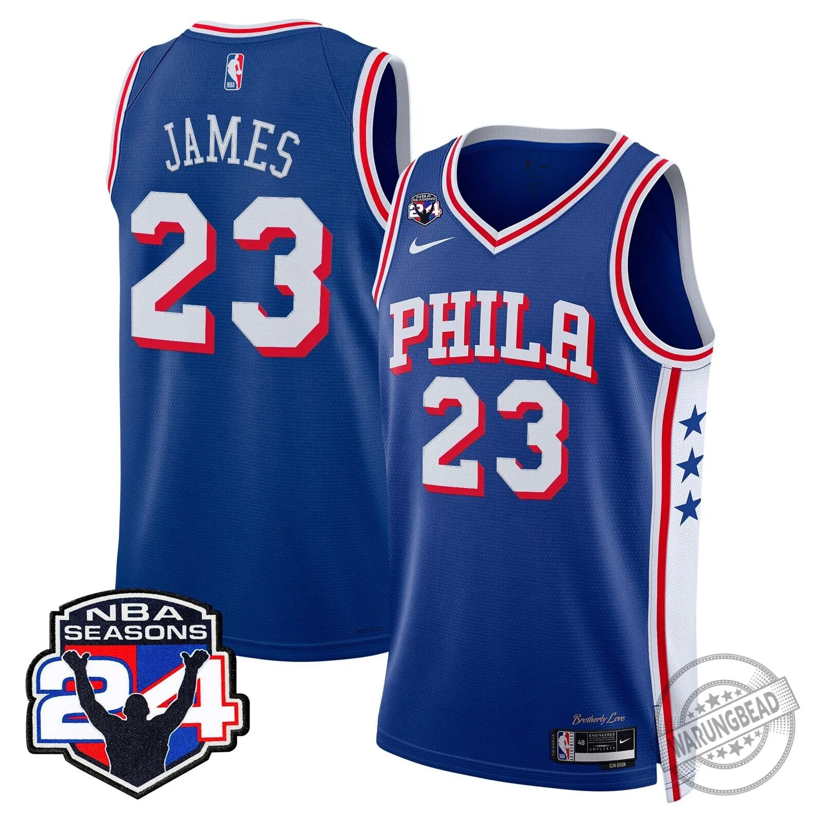 Royal Blue Basketball Jersey for LeBron James - Philadelphia 76ers