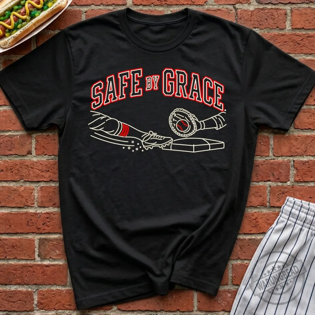 Safe By Grace Baseball Christian Faith T-Shirt Safe By Grace Baseball Christian Faith T-Shirt