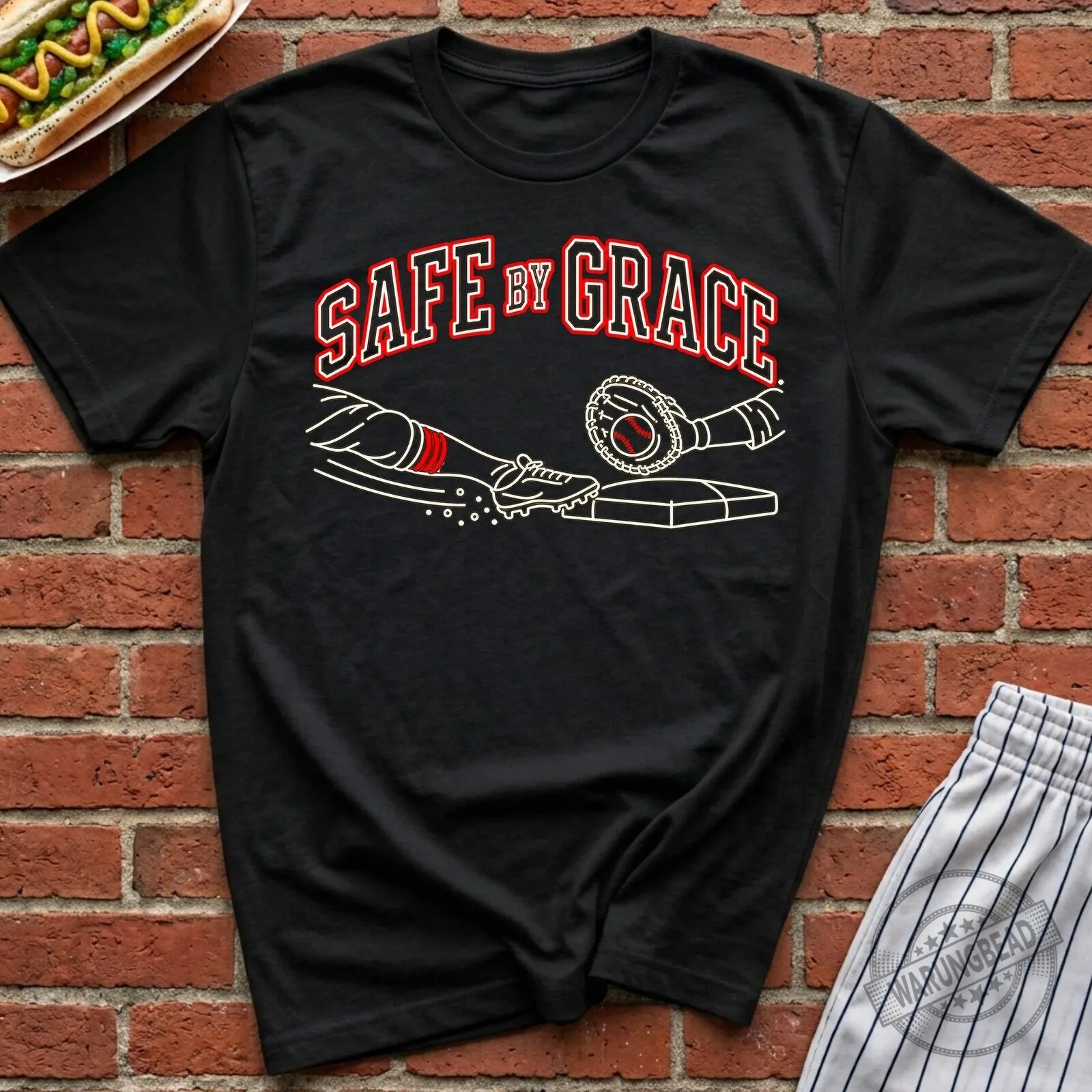 Safe By Grace Baseball Christian Faith T-Shirt 5 Safe By Grace Baseball Christian Faith T-Shirt