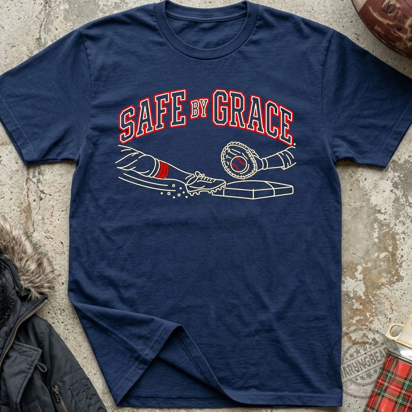 Safe By Grace Baseball Christian Faith T-Shirt 6 Safe By Grace Baseball Christian Faith T-Shirt