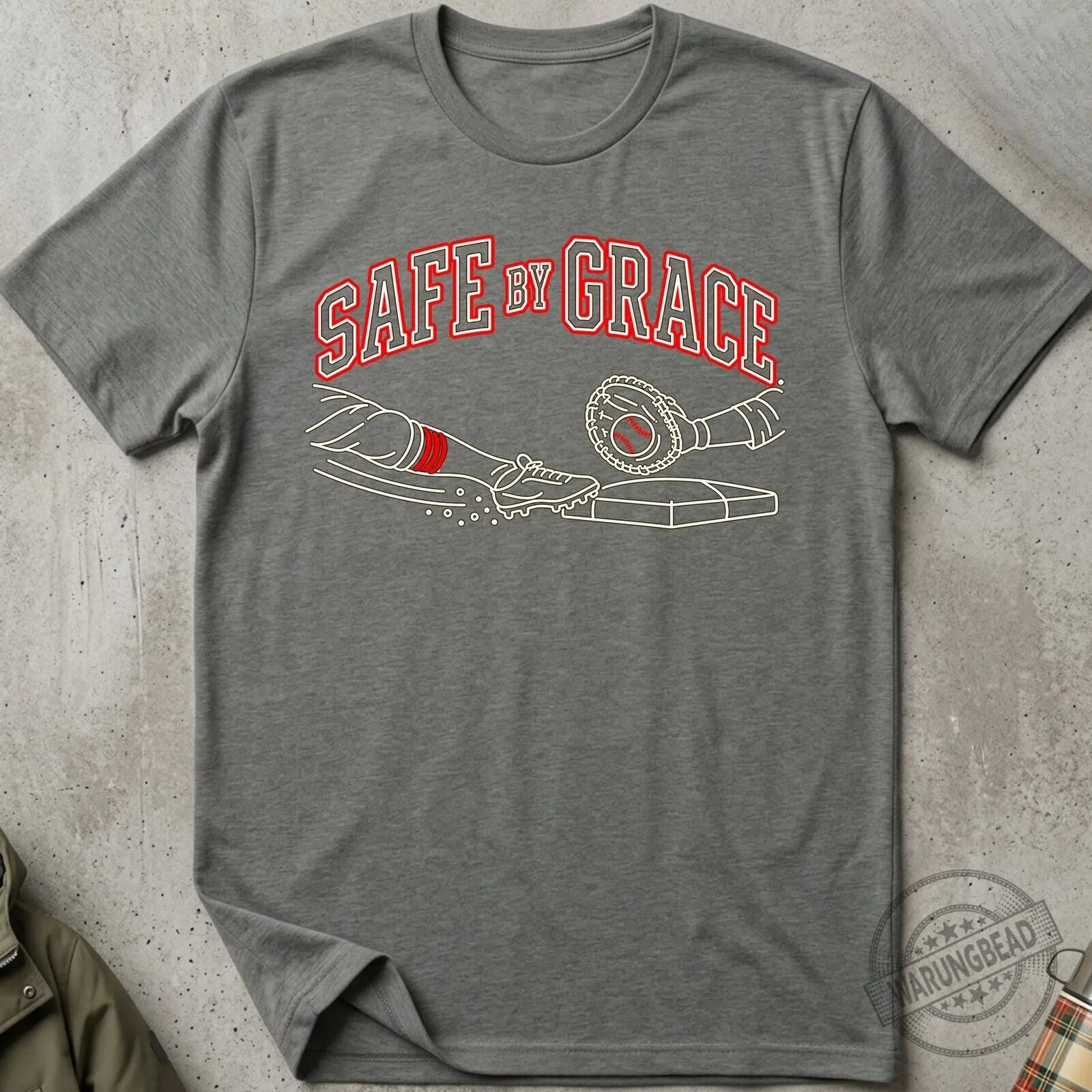 Safe By Grace Baseball Christian Faith T-Shirt 9 Safe By Grace Baseball Christian Faith T-Shirt