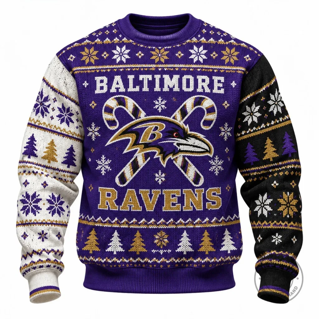 Baltimore Ravens NFL Ugly Christmas Crewneck Sweatshirt Baltimore Ravens NFL Ugly Christmas Crewneck Sweatshirt