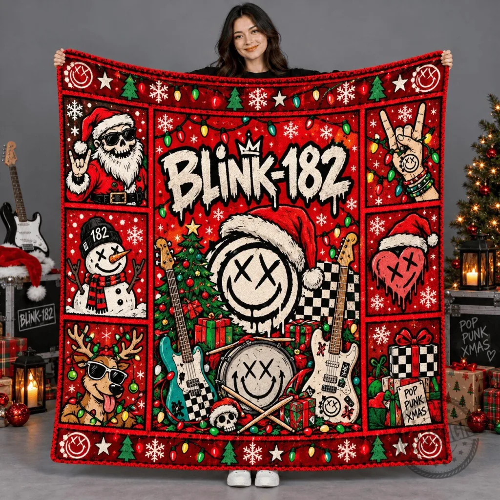 Blink-182 Christmas Holiday Pop Punk Music Band Fleece Blanket