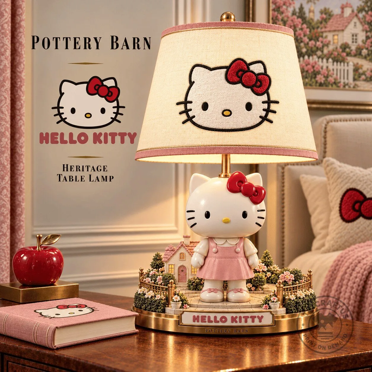 Hello Kitty Heritage Table Lamp by Pottery Barn with Pink Shade