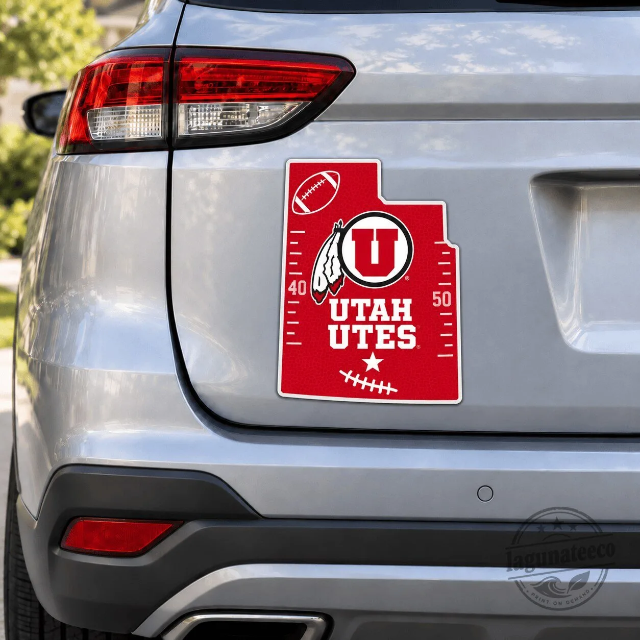 Utah Utes Football Team State Outline Car Decal Sticker