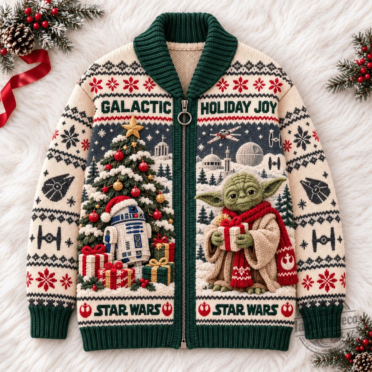 Star Wars Galactic Holiday Joy Christmas Knitted Wool Cardigan Sweater