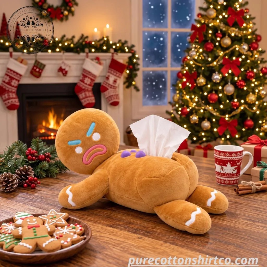 "Unique Christmas Gifts: Gingerbread Tissue Holder, Raiders Decanter, Beer Jacket" 23 Funny Gingerbread Man Plush Tissue Box Cover - Christmas Gingerbread Tissue Holder