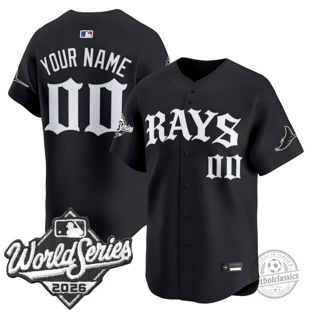 Custom Baseball Jersey for Tampa Bay Rays – 2026 World Series in Black Custom Baseball Jersey for Tampa Bay Rays – 2026 World Series in Black
