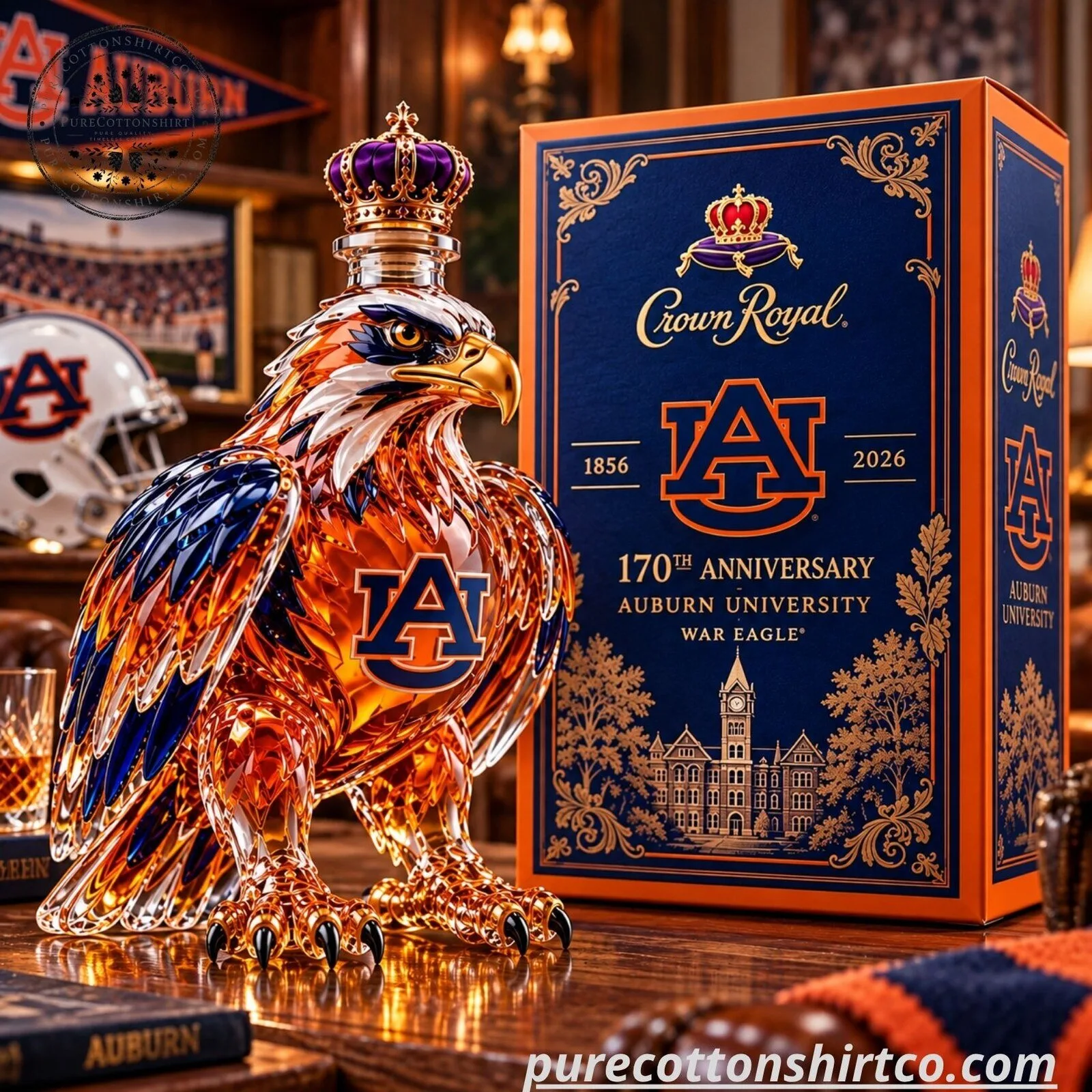 Ca Rave Glass Auburn Tigers Crown Royal 170th Anniversary Decanter - War Eagle Glass ...