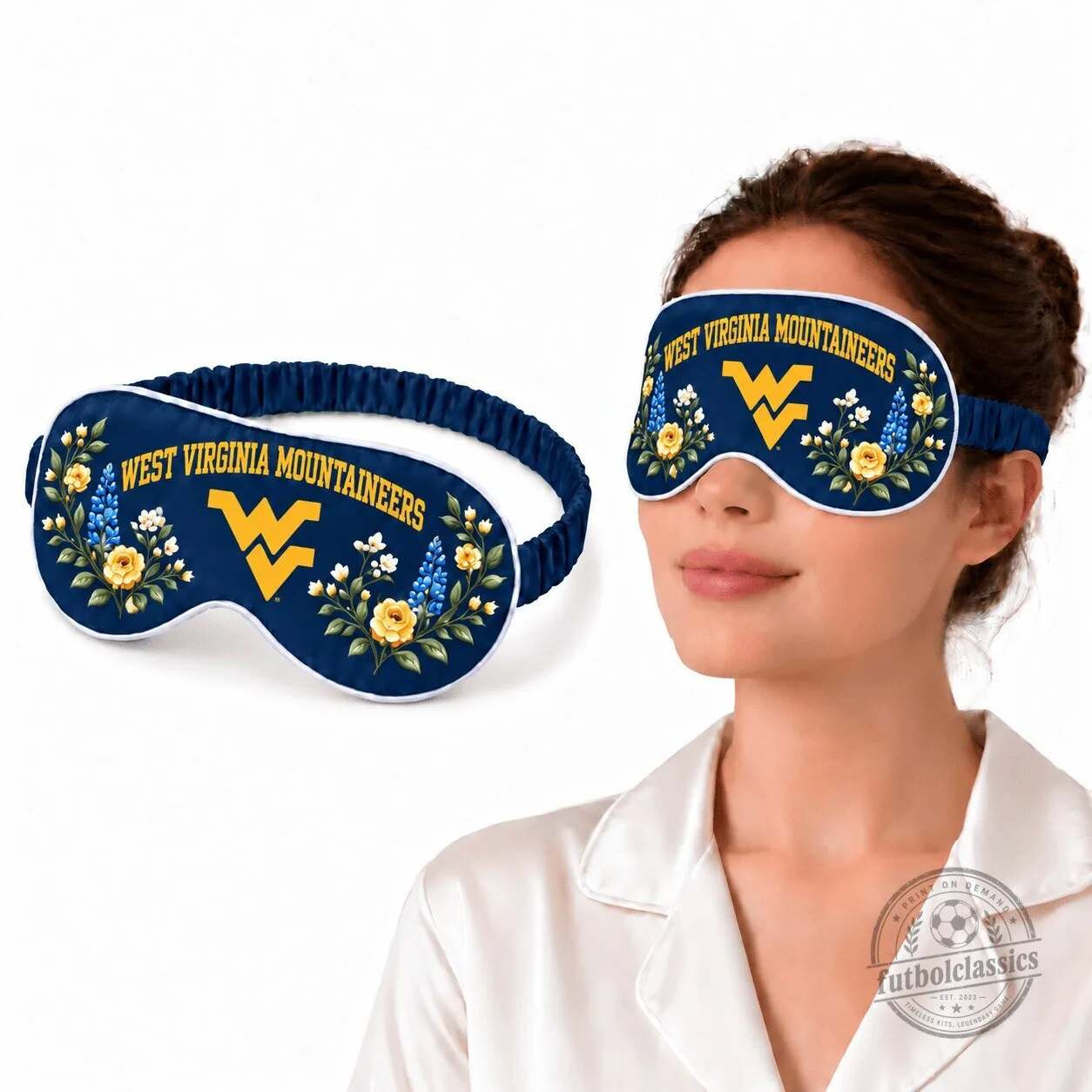 West Virginia Mountaineers Floral Sleep Mask Eye Cover