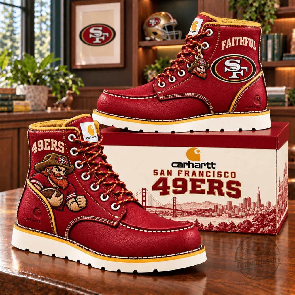 San Francisco 49ers Carhartt Faithful Red Work Boots San Francisco 49ers Carhartt Faithful Red Work Boots