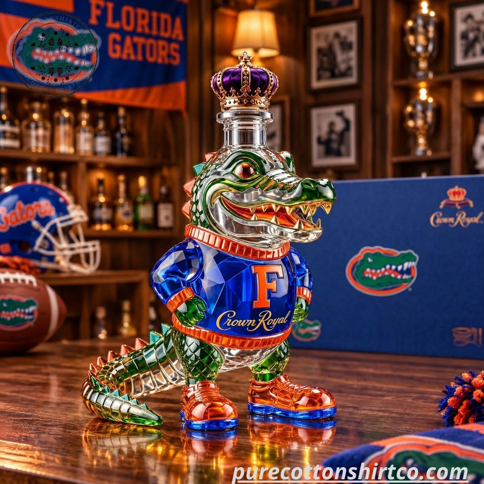 Florida Gators Crown Royal 120th Anniversary Decanter - Alligator Glass Whiskey Bottle 5 Florida Gators Crown Royal 120th Anniversary Decanter - Alligator Glass Whiskey Bottle