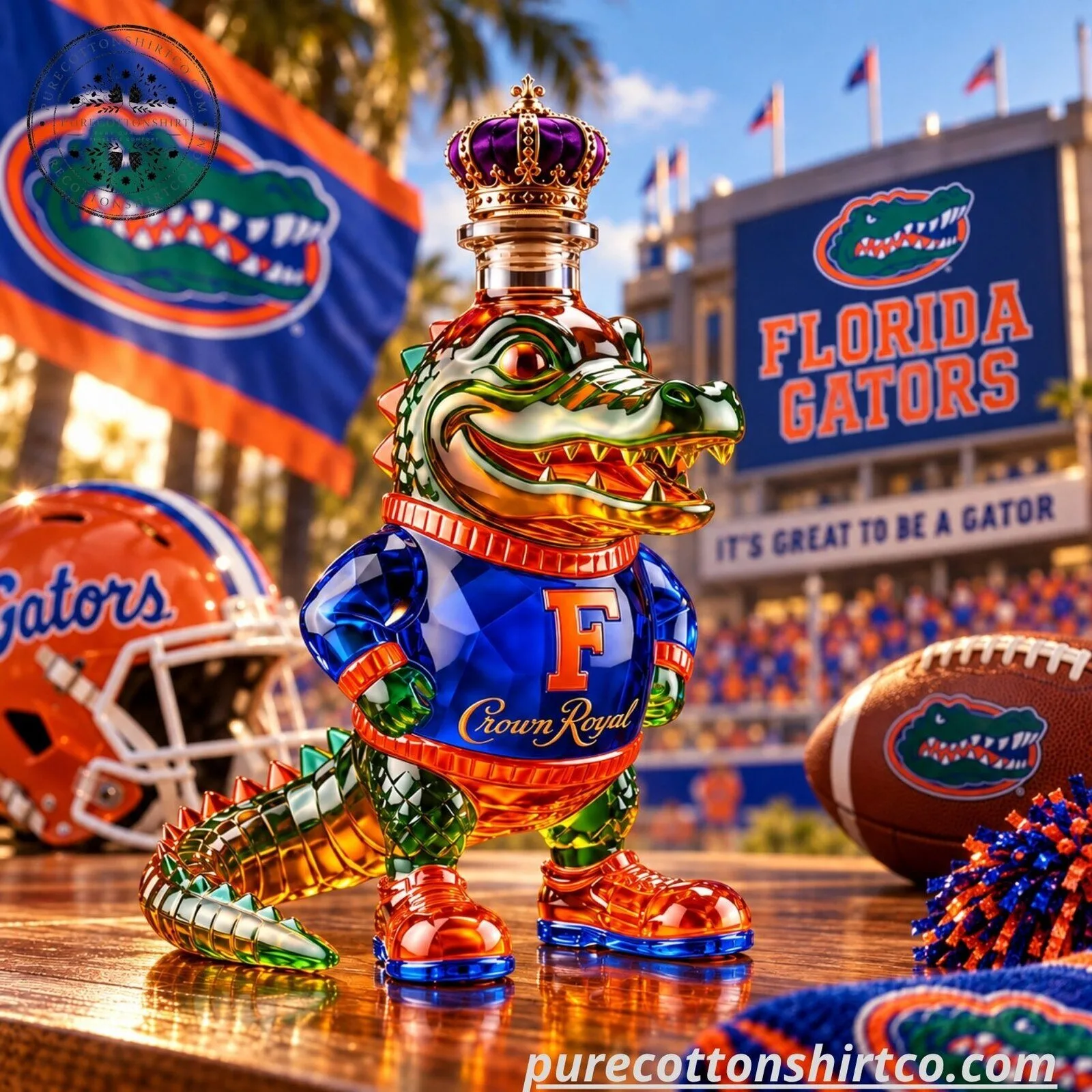 Florida Gators Crown Royal 120th Anniversary Decanter - Alligator Glass Whiskey Bottle 7 Florida Gators Crown Royal 120th Anniversary Decanter - Alligator Glass Whiskey Bottle