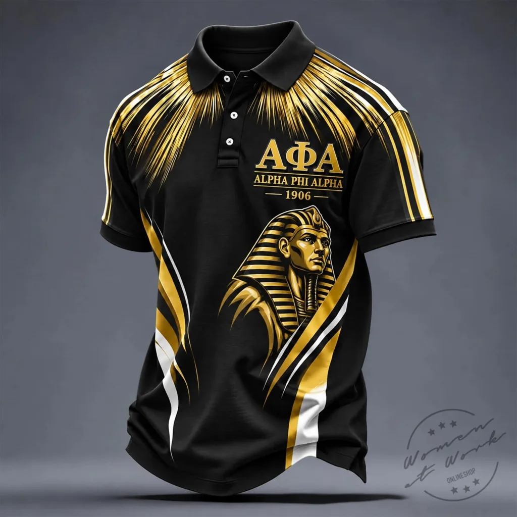 Black and Gold Pharaoh Polo Shirt for Alpha Phi Alpha Fraternity Black and Gold Pharaoh Polo Shirt for Alpha Phi Alpha Fraternity