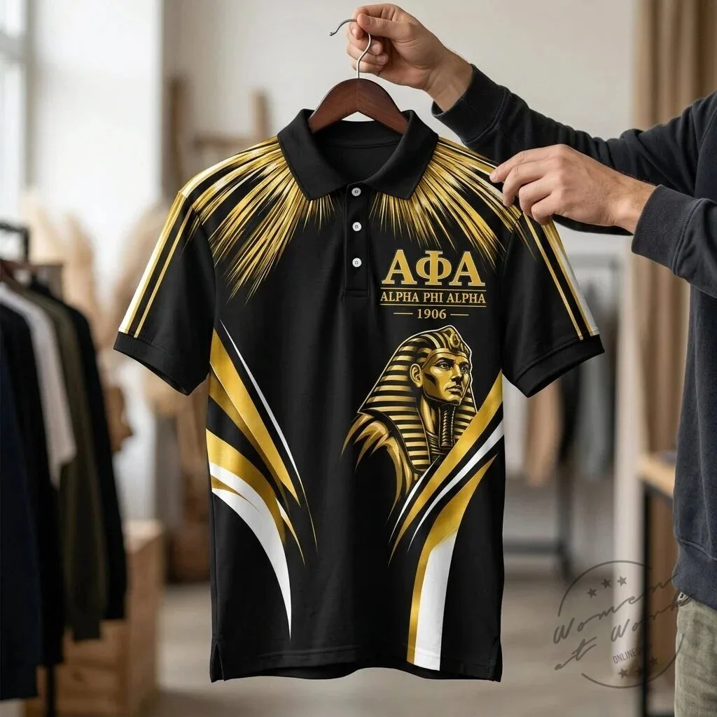 Black and Gold Pharaoh Polo Shirt for Alpha Phi Alpha Fraternity 7 Black and Gold Pharaoh Polo Shirt for Alpha Phi Alpha Fraternity