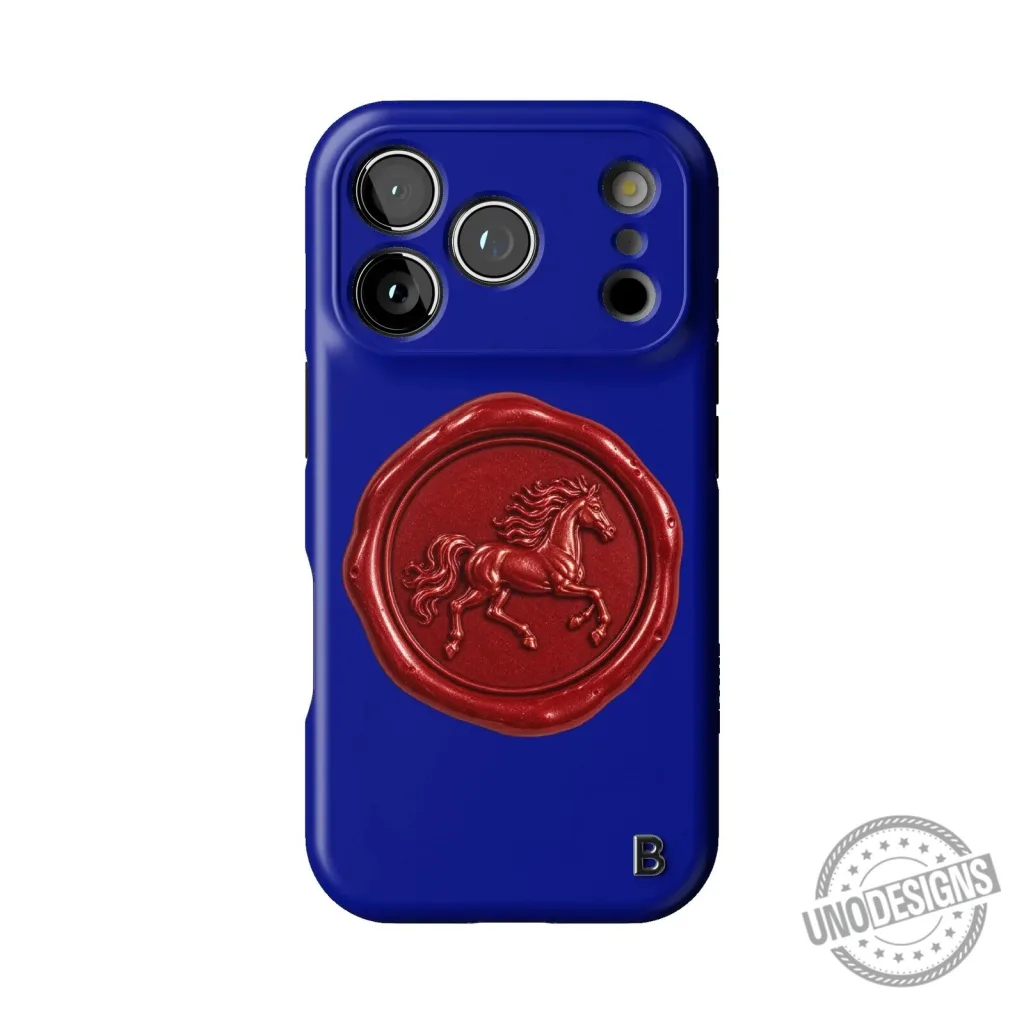 Red Stallion Wax Seal Design Blue iPhone Case for Apple Smartphone Protection Red Stallion Wax Seal Design Blue iPhone Case for Apple Smartphone Protection