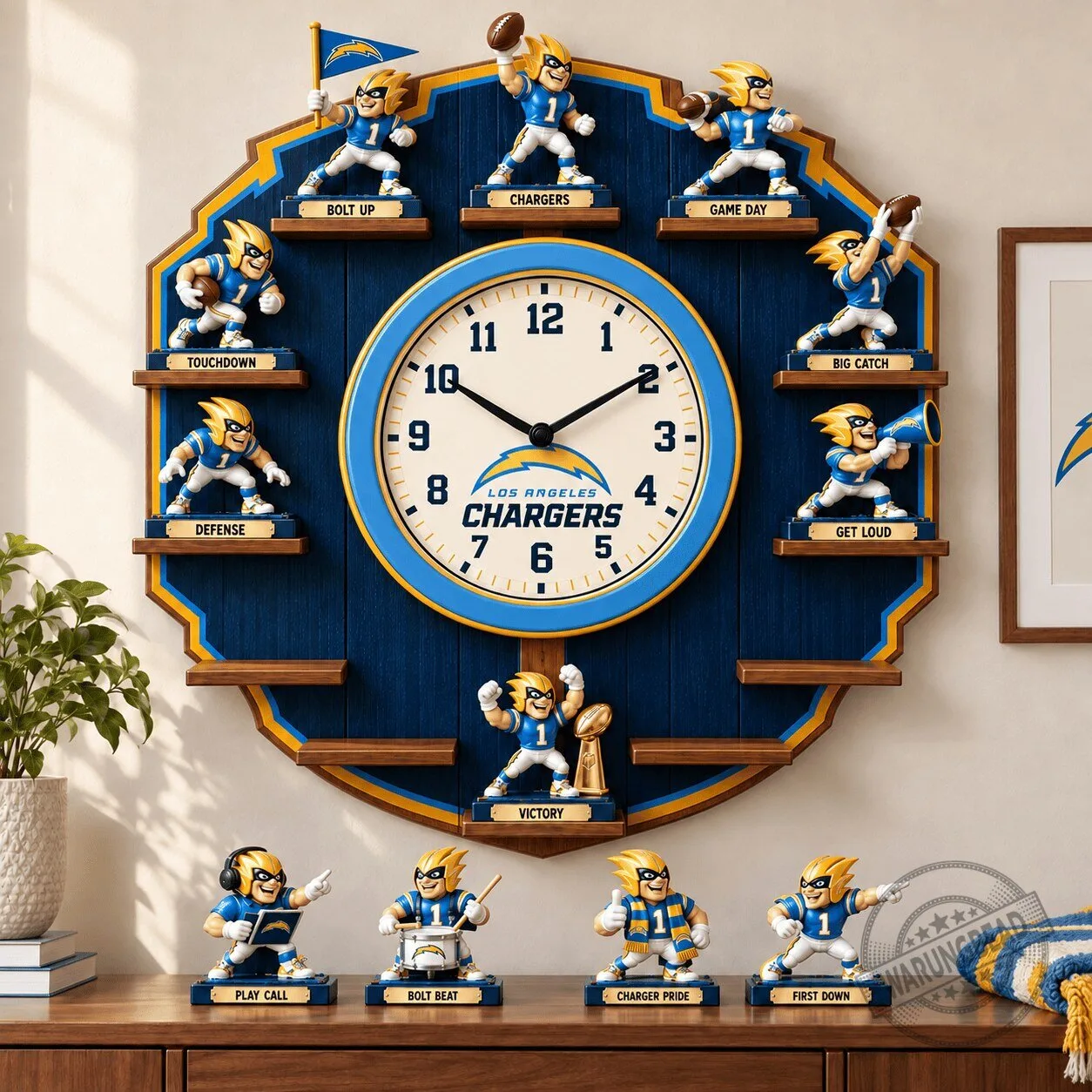 Los Angeles Chargers Football Team Mascot Sculpture Wall Clock