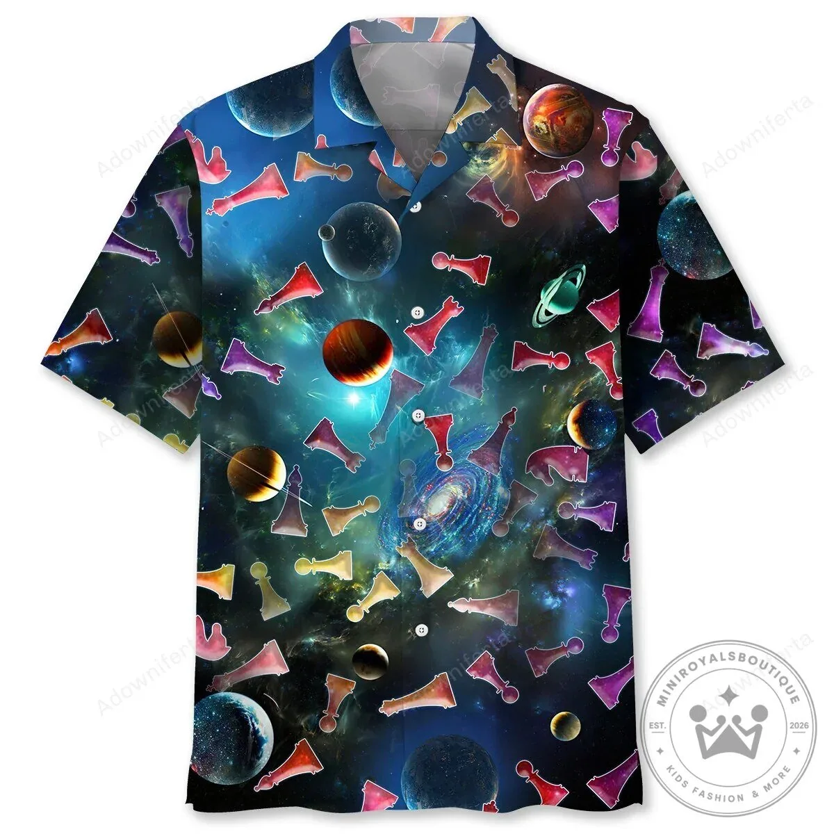 Space Chess Game Board Planets Galaxy Pattern Hawaiian Shirt