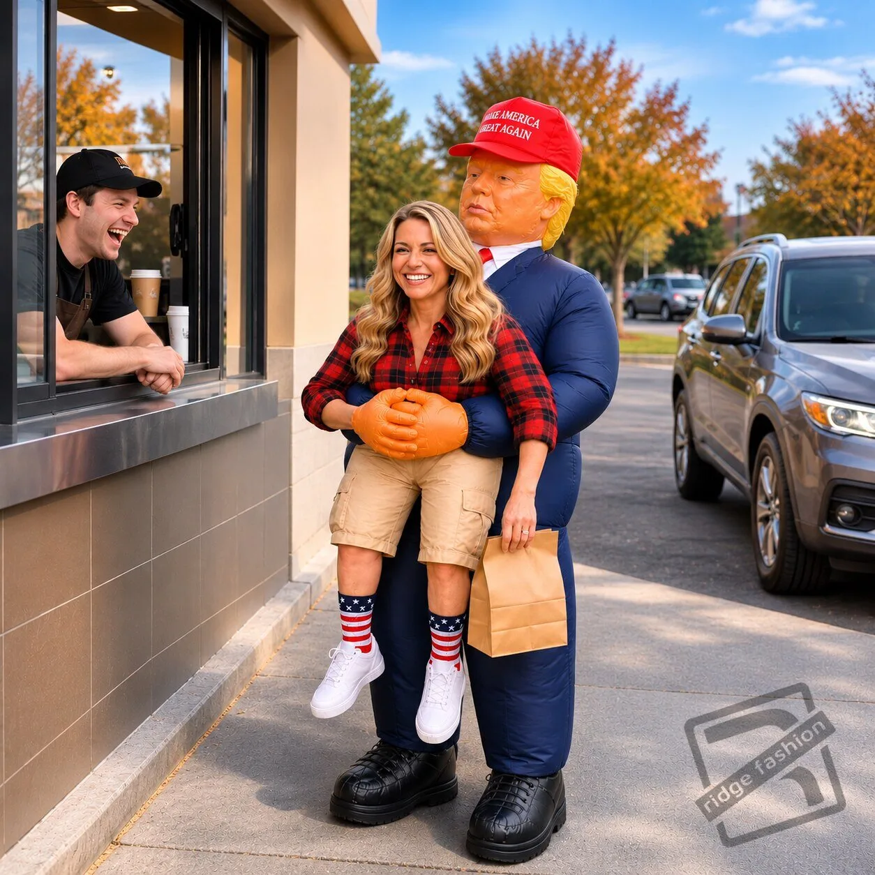 Inflatable Trump Carrying Me Costume