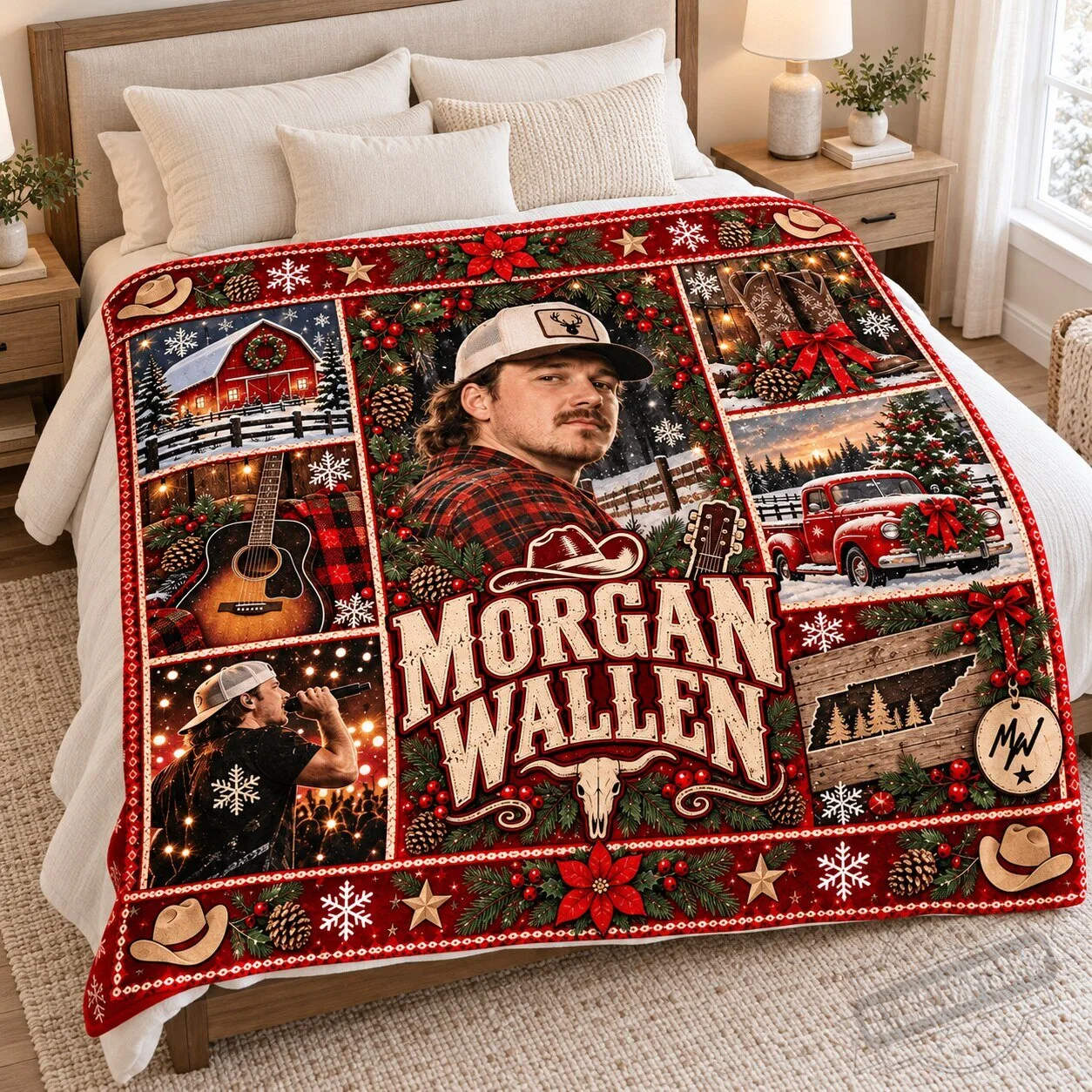 Morgan Wallen Christmas Blanket with Western Holiday Design 5 Morgan Wallen Christmas Blanket with Western Holiday Design