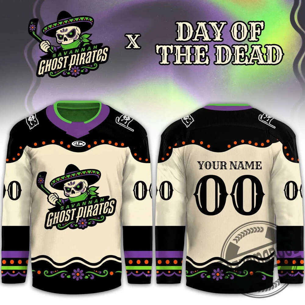 Savannah Ghost Pirates Day of the Dead Hockey Jersey 2026 5 Savannah Ghost Pirates Day of the Dead Hockey Jersey 2026