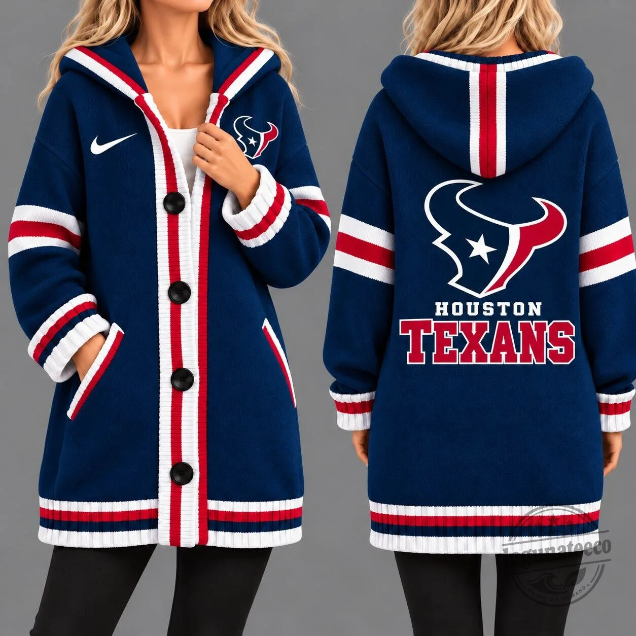 Houston Texans National Football League Women's Oversized Cardigan Hoodie