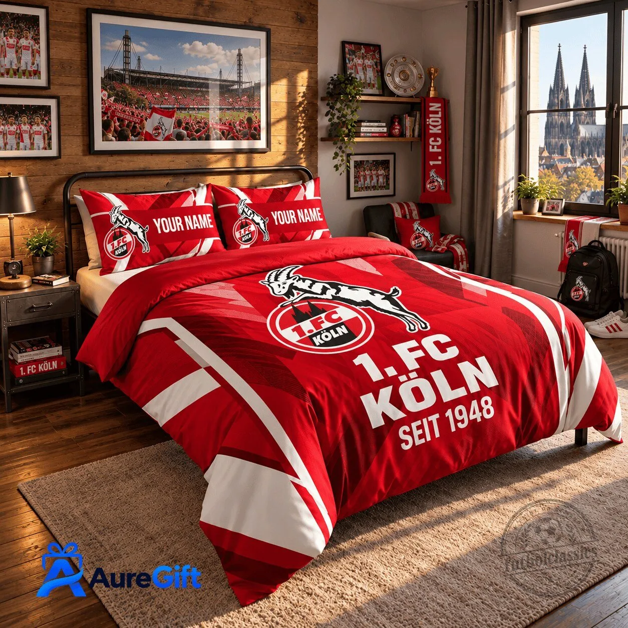 1. FC Köln Bundesliga Personalized Name Bedding Set for Football Fans