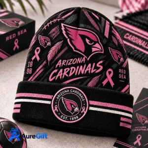 Arizona Cardinals Breast Cancer Awareness Pink Football Knit Beanie Hat