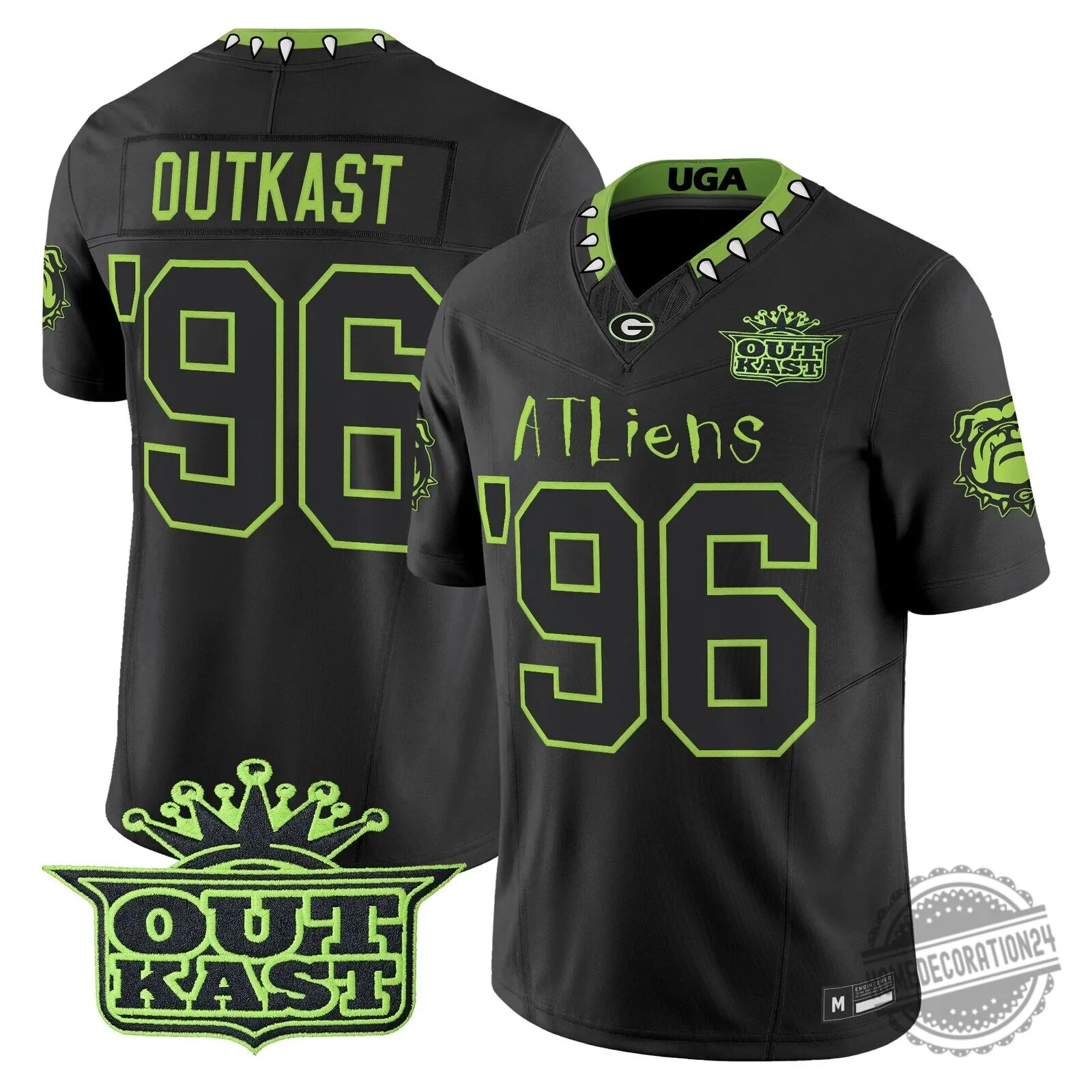 Black Football Jersey featuring Outkast ATLiens and Georgia Bulldogs