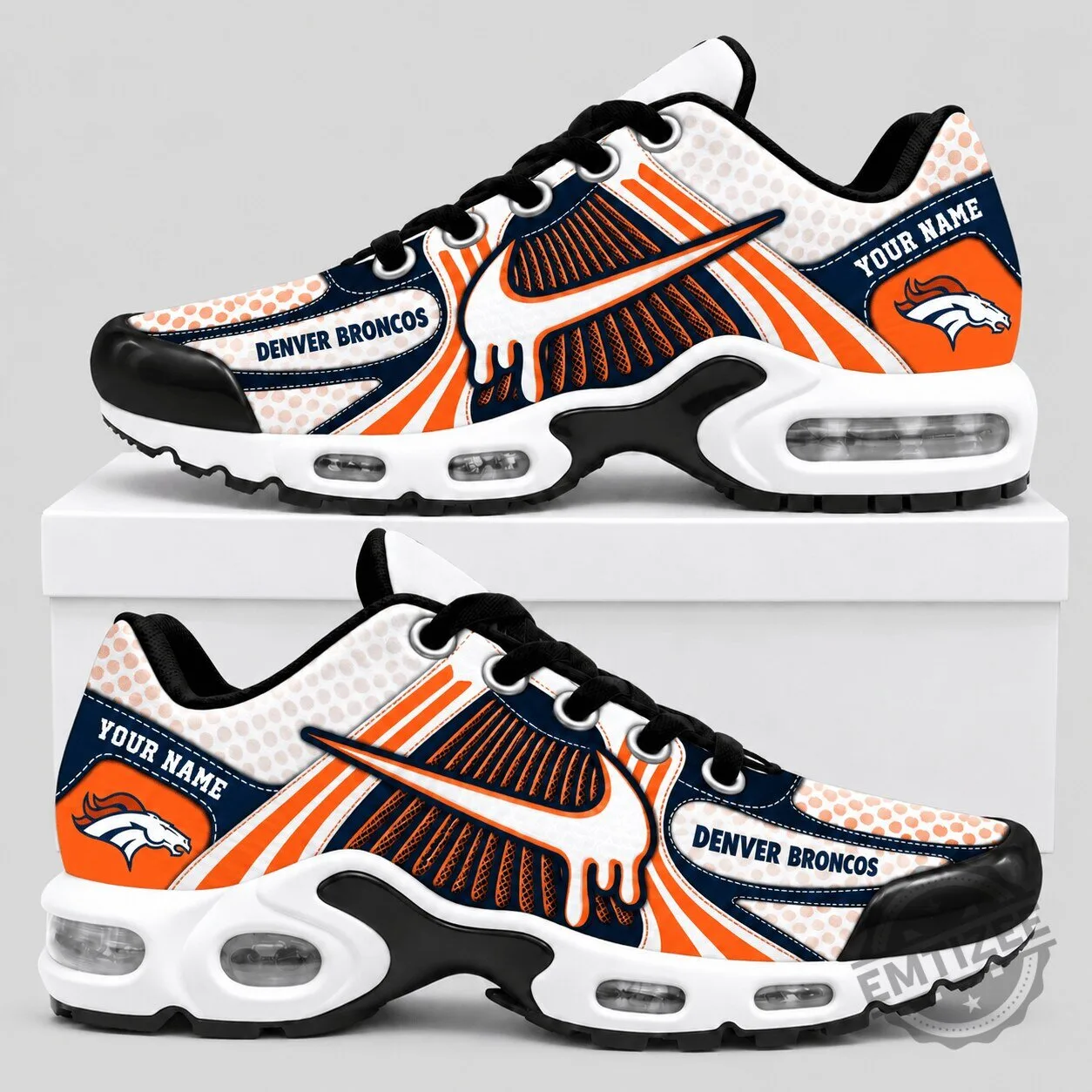 Denver Broncos Custom Name Drip Air Cushion Sneakers