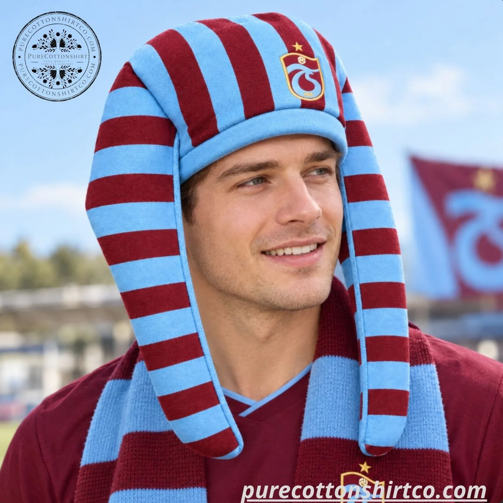 Trabzonspor Striped Novelty Hat - Long Ear Winter Beanie 5 Trabzonspor Striped Novelty Hat - Long Ear Winter Beanie