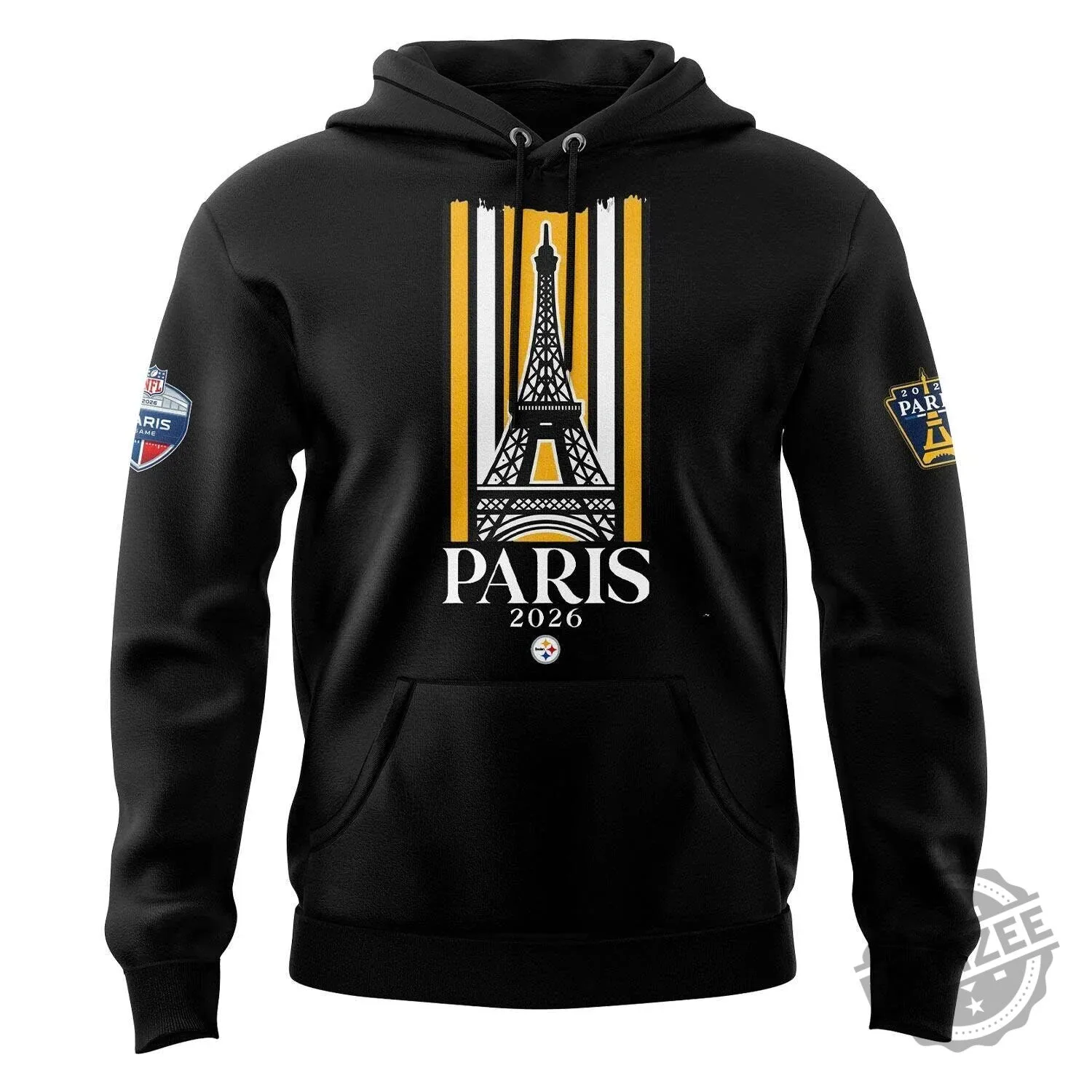 Pittsburgh Steelers 2026 NFL Paris Game Eiffel Tower Black Hoodie 4 Pittsburgh Steelers 2026 NFL Paris Game Eiffel Tower Black Hoodie