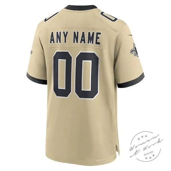 Gameday New Orleans Saints Custom Gold Football Jersey 7 Gameday New Orleans Saints Custom Gold Football Jersey