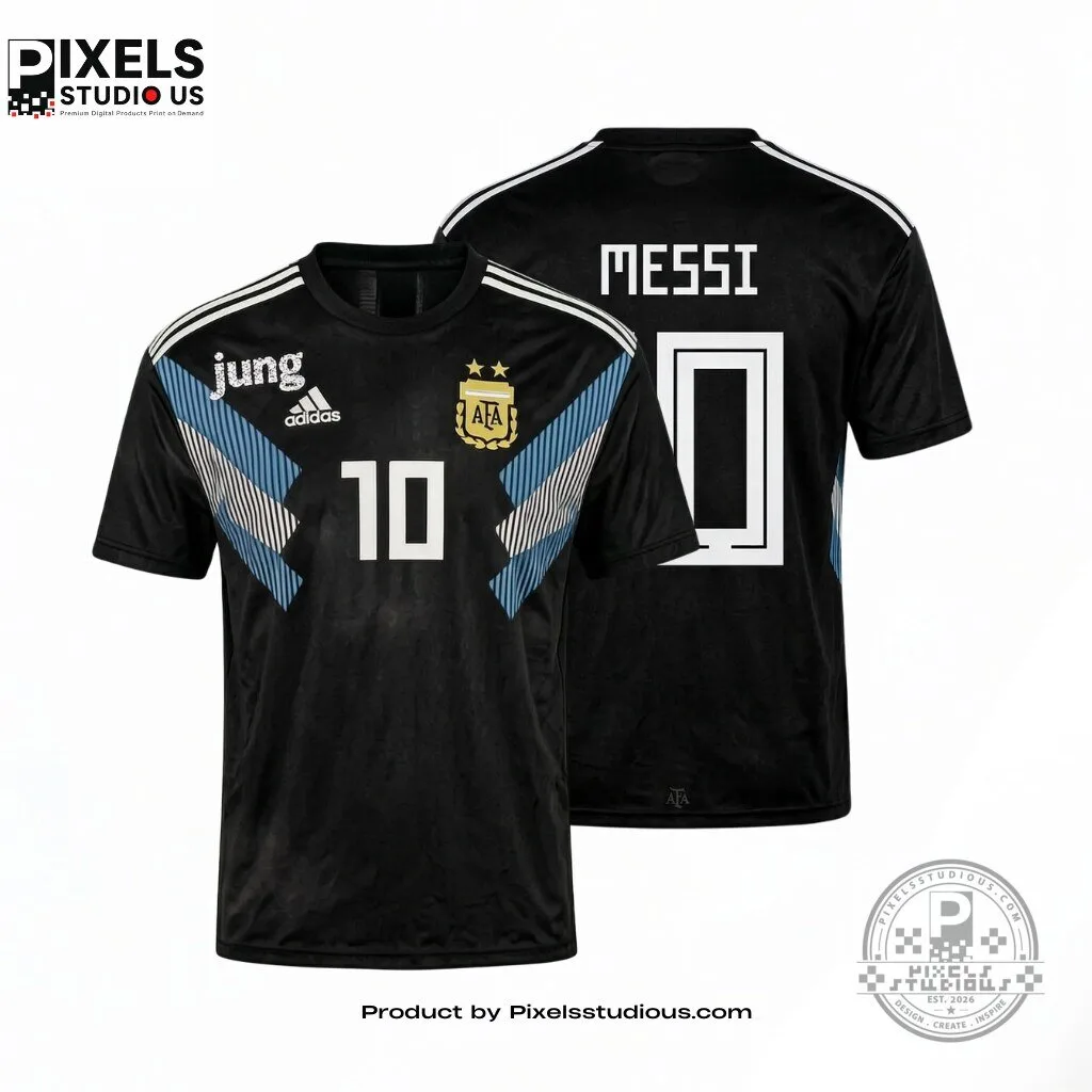 "Explore Unique Fashion: Space Cardigan, Egyptian Hat, BTS Messi Jersey" 4 BTS JUNGKOOK x Adidas Argentina Messi 10 Custom Away Jersey