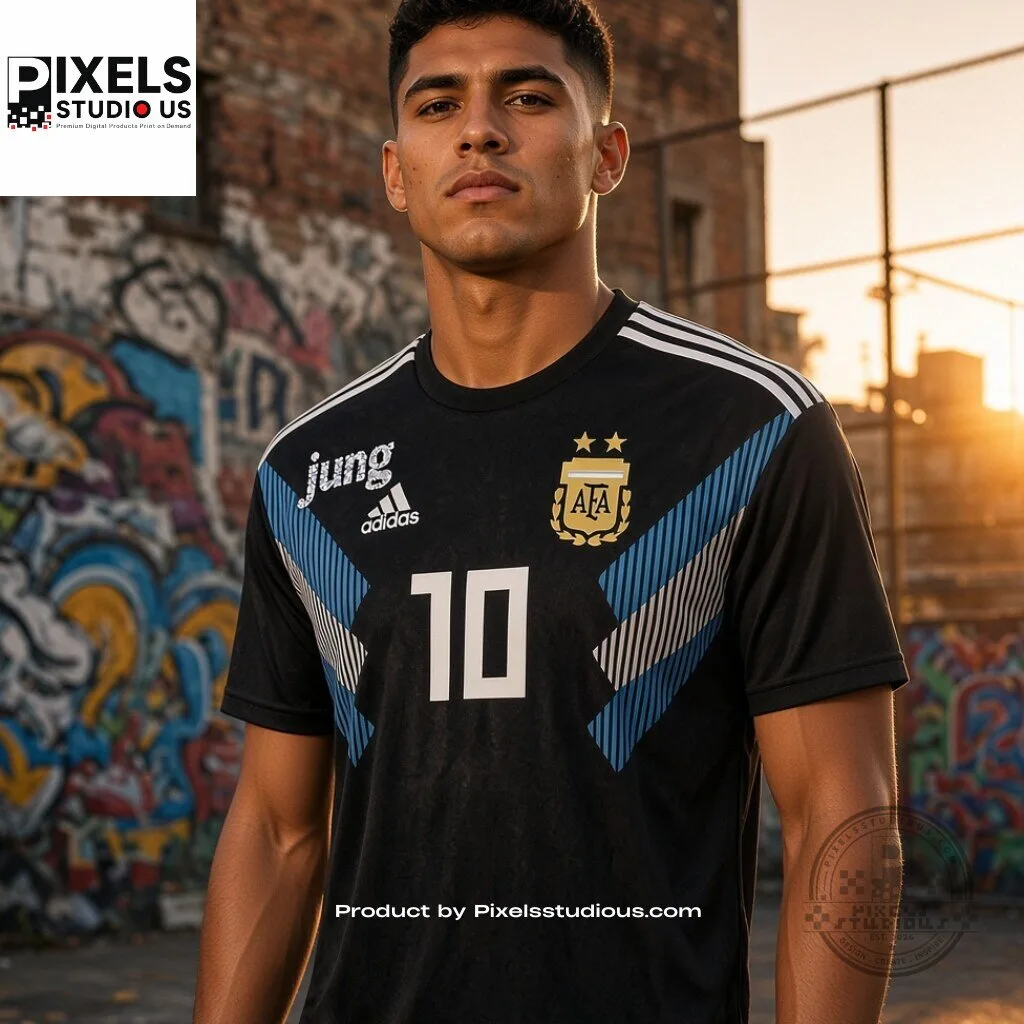 BTS JUNGKOOK x Adidas Argentina Messi 10 Custom Away Jersey 9 BTS JUNGKOOK x Adidas Argentina Messi 10 Custom Away Jersey 3D shirt or sports jersey with all-over print design
