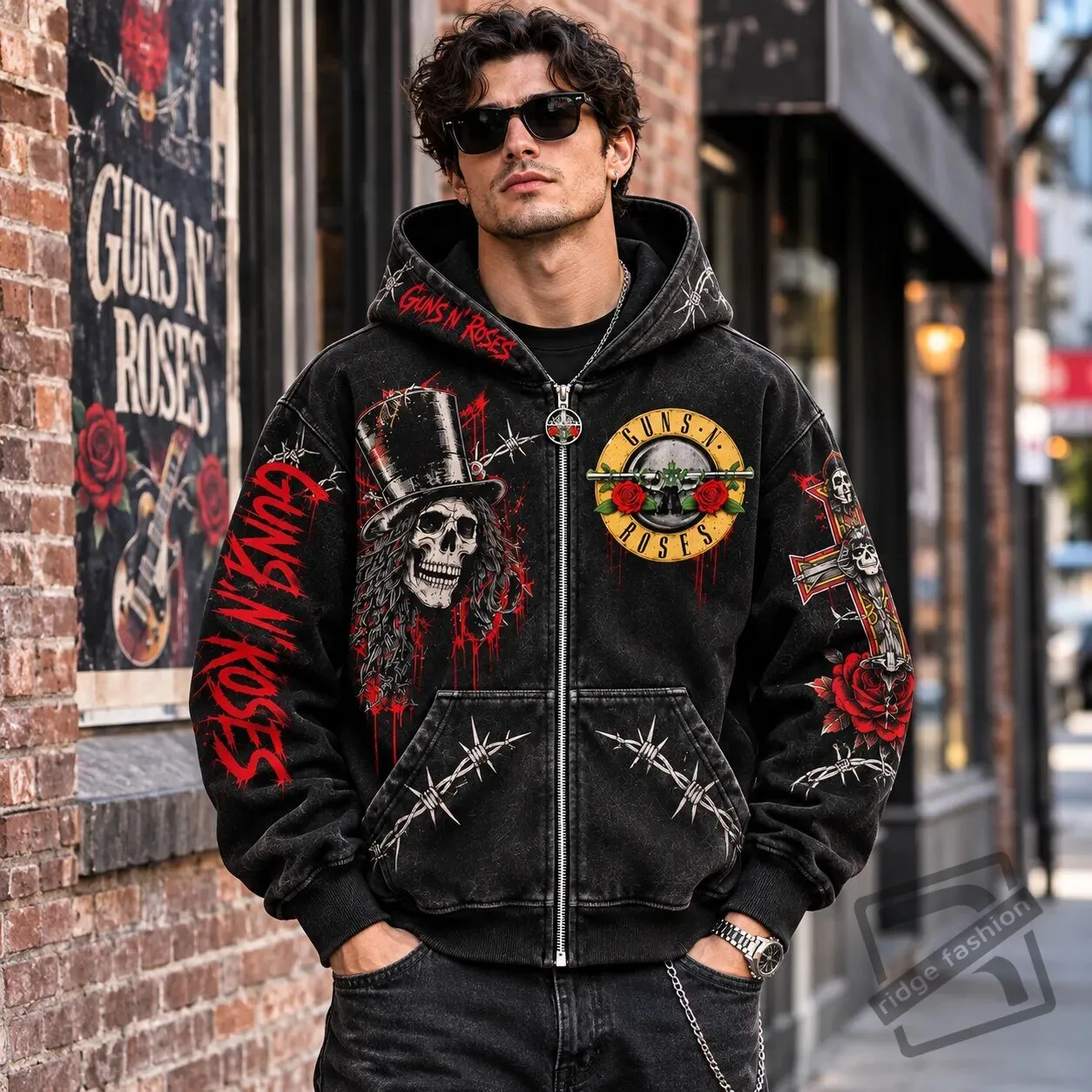 Guns N Roses Zip Up Mask Hoodie Rock Band Jacket 2026 Guns N Roses Zip Up Mask Hoodie Rock Band Jacket – image 4 of 4