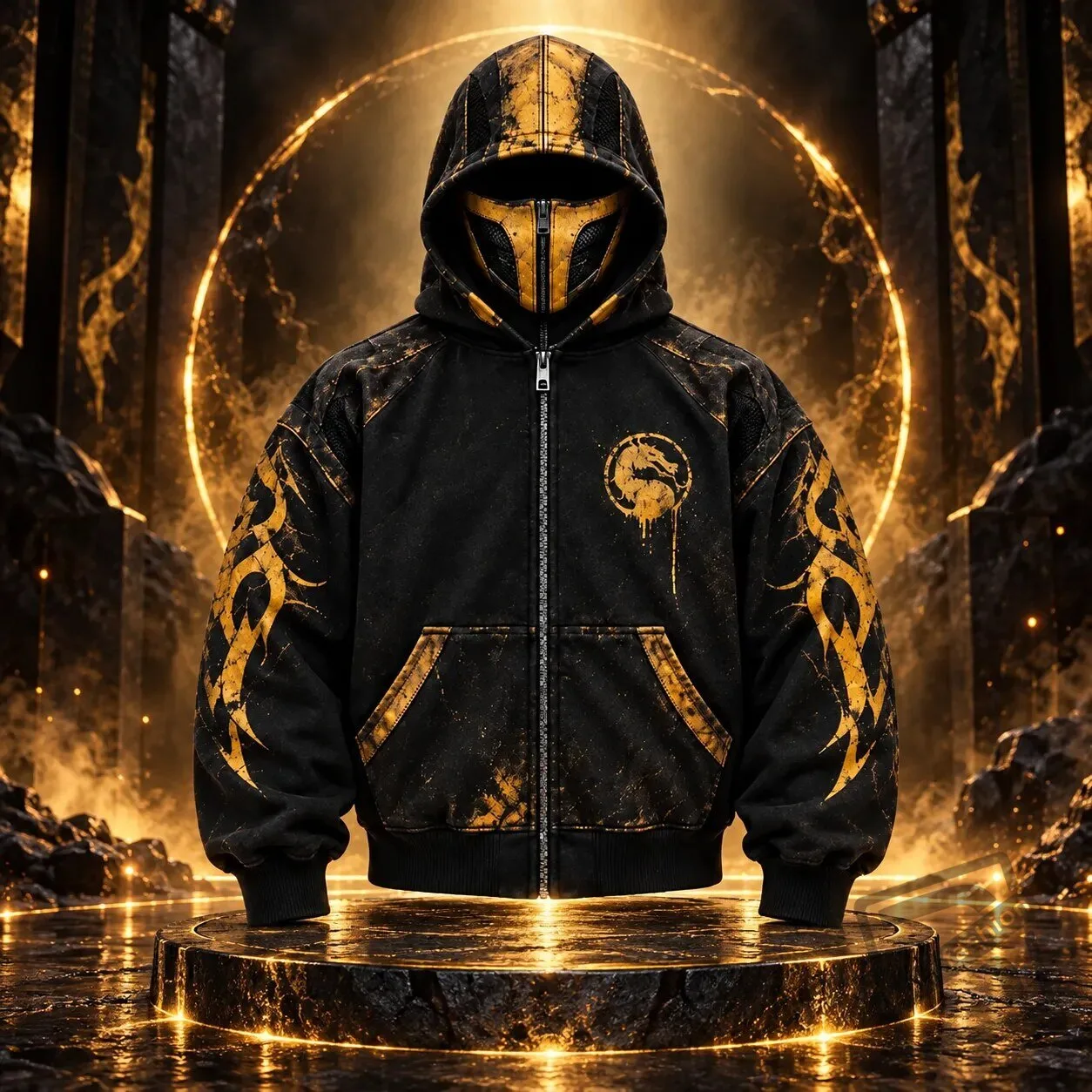 H&M Mortal Kombat Scorpion Zip-Up Mask Hoodie Jacket 2026 H&M Mortal Kombat Scorpion Mask Hoodie Jacket 2026 – image 2 of 5