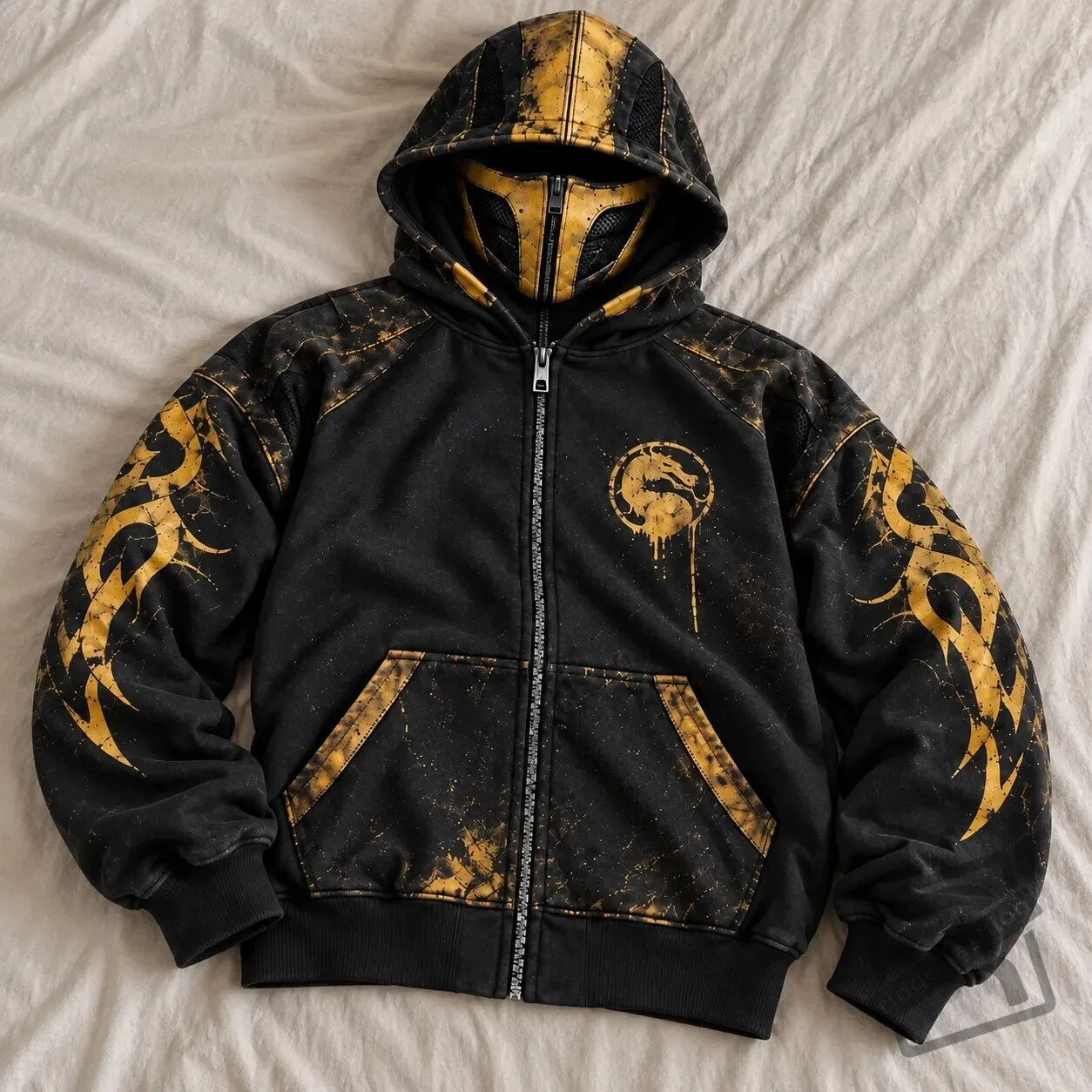 H&M Mortal Kombat Scorpion Zip-Up Mask Hoodie Jacket 2026 H&M Mortal Kombat Scorpion Mask Hoodie Jacket 2026 – image 3 of 5