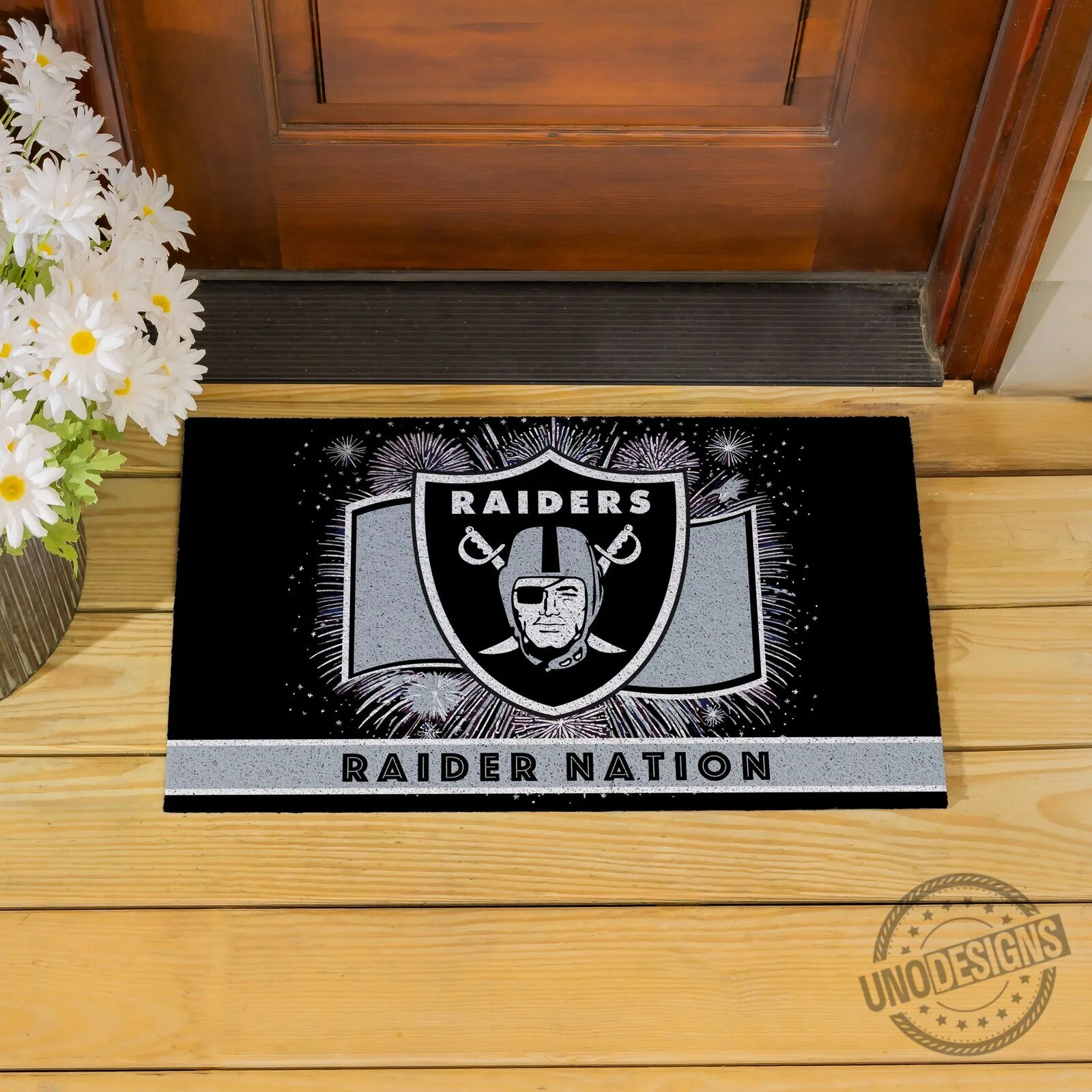 Las Vegas Raiders Football Team Shield Logo Raider Nation Doormat