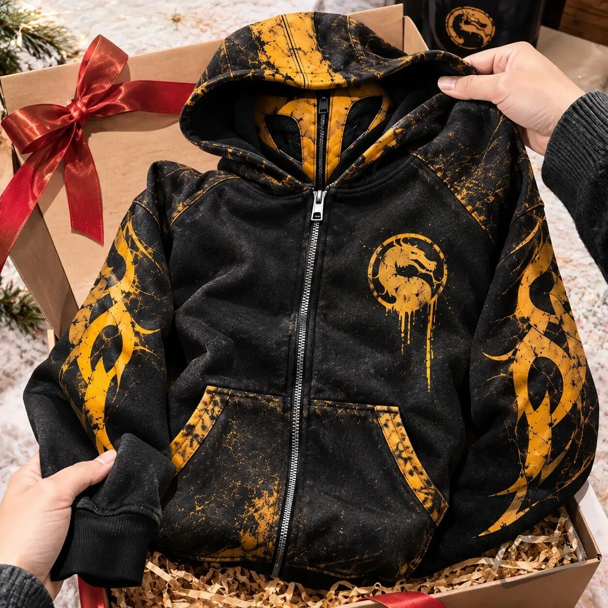 H&M Mortal Kombat Scorpion Zip-Up Mask Hoodie Jacket 2026 H&M Mortal Kombat Scorpion Mask Hoodie Jacket 2026 – image 4 of 5