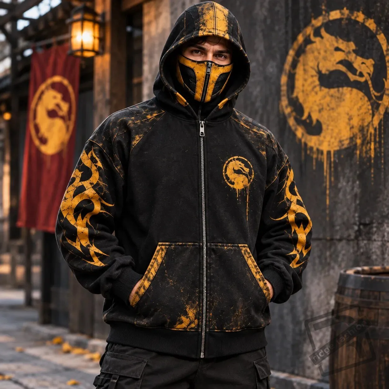 H&M Mortal Kombat Scorpion Zip-Up Mask Hoodie Jacket 2026 H&M Mortal Kombat Scorpion Mask Hoodie Jacket 2026 – image 5 of 5